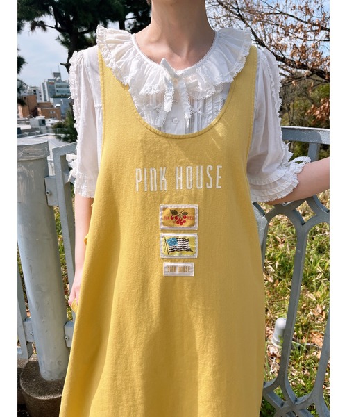 PINK HOUSE ジャンパースカート ネームワッペンいっぱい