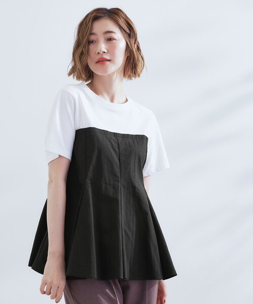 grove（グローブ） tシャツ 半袖 贅沢フレアーが高見え ドッキング