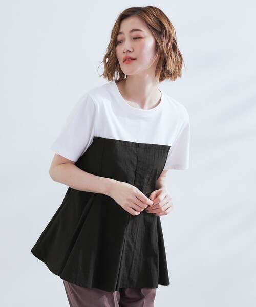 贅沢フレアーが高見え ドッキングビスチェT grove tシャツ 贅沢フレアーが高見え ドッキングビスチェT