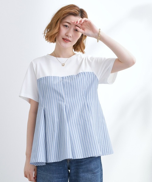 tシャツ 贅沢フレアーが高見え ドッキングビスチェT レディース