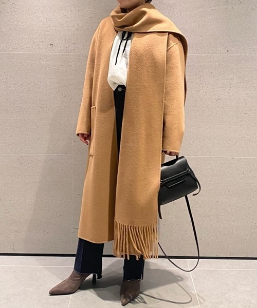 ○最終SALE○Mila Owen フードポンチョコート キャメル 01 Mila Owen
