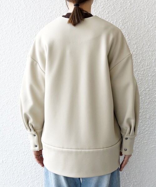 t LAMBSWOOL　ノーカラーコクーンコート■オフホワイト■F BABYLONE（バビロン）の「LAMBSWOOLコクーンコート（ノーカラーコート