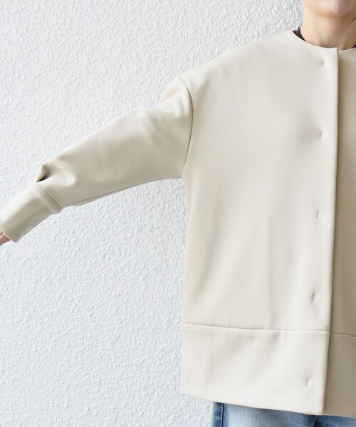 t LAMBSWOOL　ノーカラーコクーンコート■オフホワイト■F BABYLONE（バビロン）の「LAMBSWOOLコクーンコート（ノーカラーコート