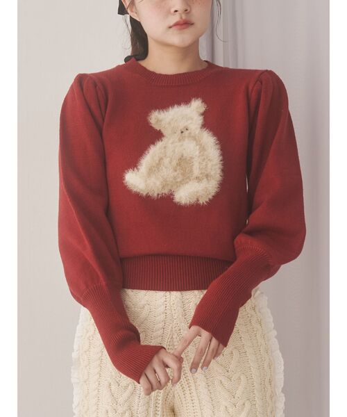 ニット セーター bear shaggy knit tops レディース