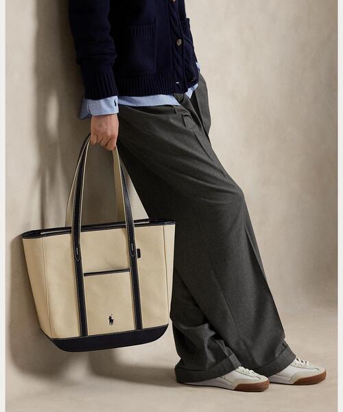 POLO RALPH LAUREN トートバッグ レザートリム キャンバス