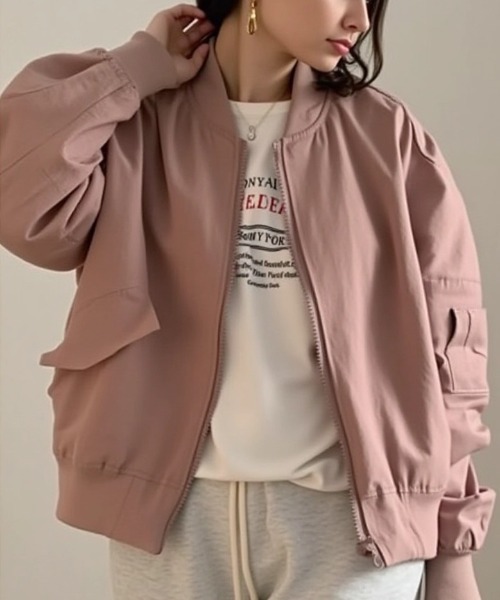 cammie ブルゾン アウター ドロップショルダージップブルゾン