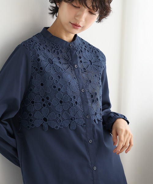 itto ブラウス シャツ レイヤードフラワーレースブラウス