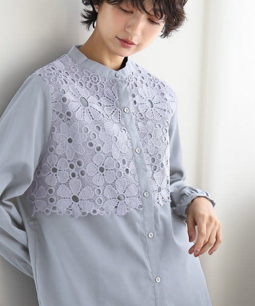 itto ブラウス シャツ レイヤードフラワーレースブラウス
