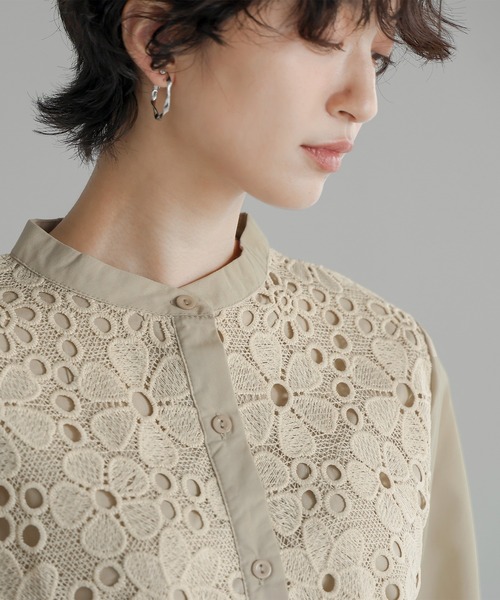 itto ブラウス シャツ レイヤードフラワーレースブラウス