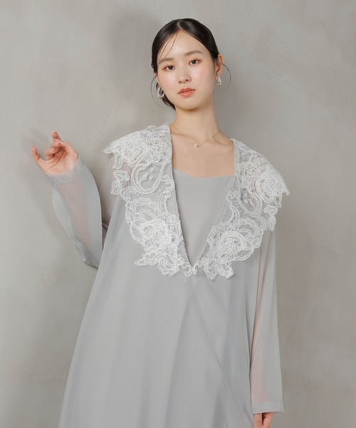 Kana ドレス ビッグカラー レース Aラインドレス パーティー