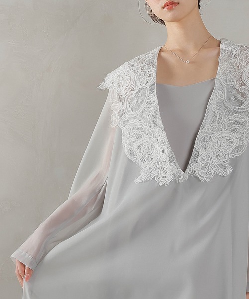 Kana ドレス ビッグカラー レース Aラインドレス パーティー