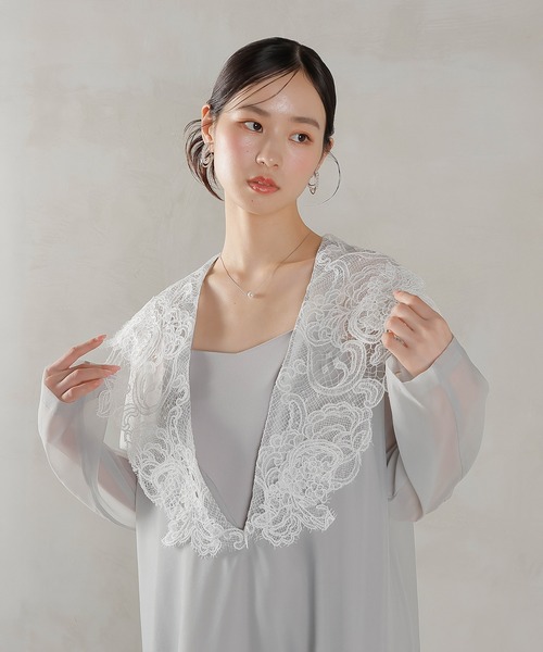 Kana パーティードレス ドレス ビッグカラー レース Aラインドレス