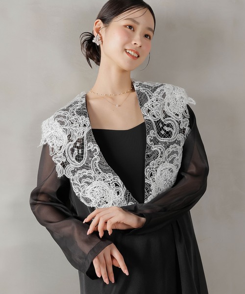 Kana オケーションドレス お呼ばれドレス　マタニティ Kana ドレス ビッグカラー レース Aラインドレス パーティー