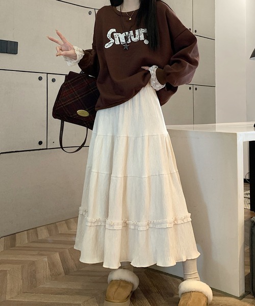 スカート ギャザーフリルベロアフレアスカート : ZOZOTOWN Yahoo!店