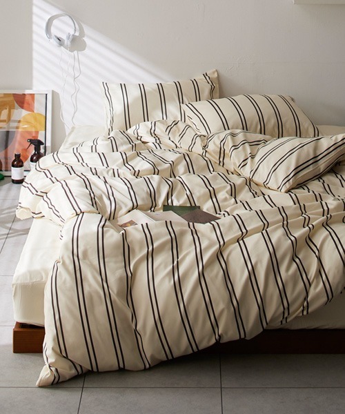 ベッド 寝具 ストライプ柄布団カバーセット│シングル2点セット
