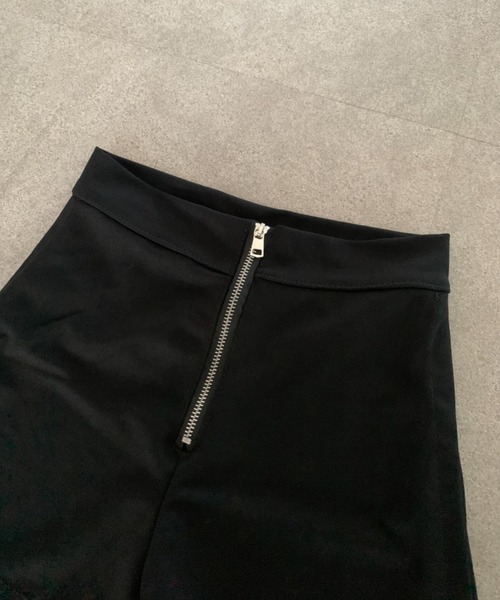lilful パンツ フロントジップアップデザイン サイドギャザー ショート