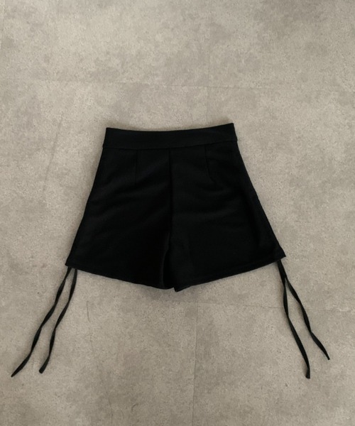 lilful パンツ フロントジップアップデザイン サイドギャザー ショート