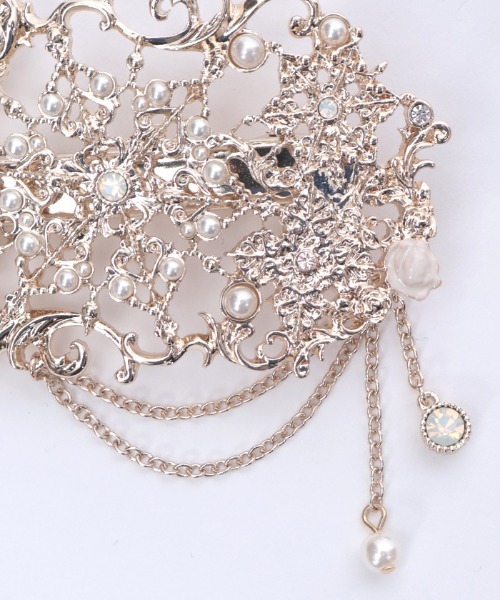 antiqua風　vintage調　手染めローズヘアークリップ axes femme（アクシーズ ファム） ヘアクリップ 雪薔薇モチーフヘア