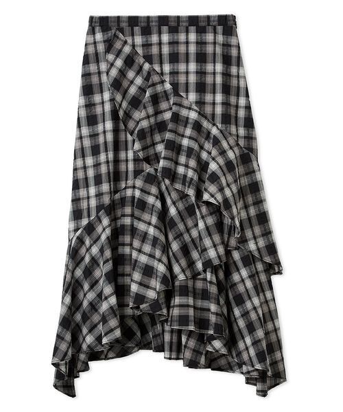【かなり希少】FURFURアシンメトリータック｜ロングスカート｜ネイビー系｜F アシンメトリーヘムスカート(ロングスカート)｜ボトムス｜FURFUR