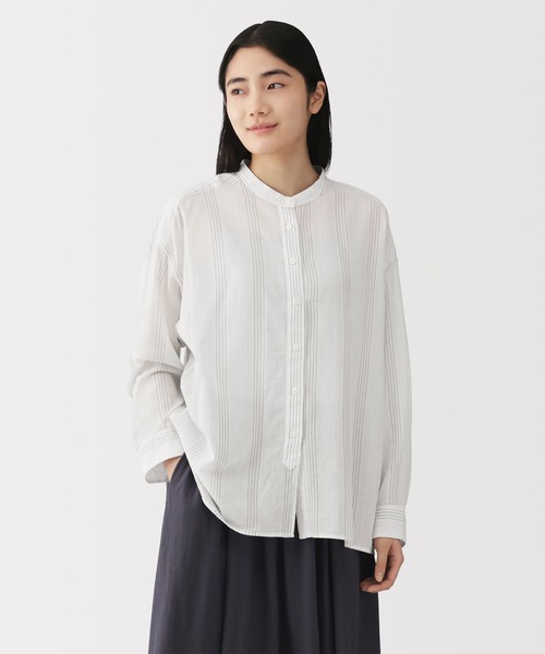 無印良品（MUJI） ブラウス シャツ 婦人 強撚 シアー長袖シャツ