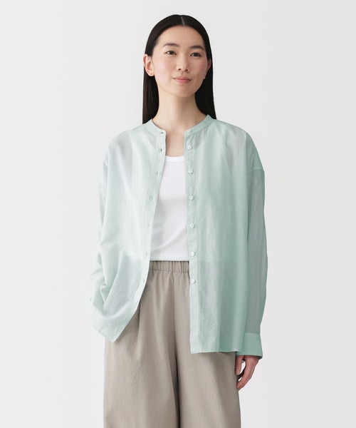 無印良品（MUJI） ブラウス シャツ 婦人 強撚 シアー長袖シャツ