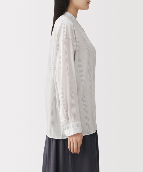 無印良品（MUJI） ブラウス シャツ 婦人 強撚 シアー長袖シャツ