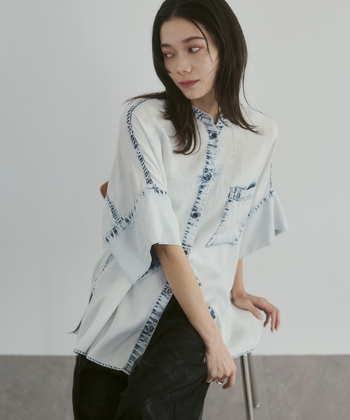 hunch（ハンチ） ブラウス シャツ 「接触冷感」テンセルデニム 七分袖