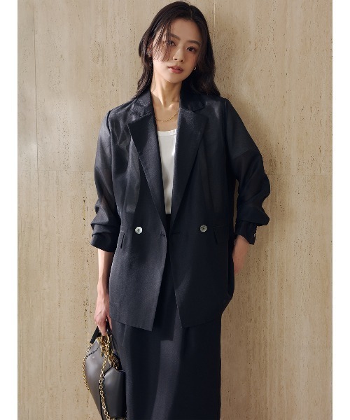 anuans アニュアンス　メッシュダブルジャケット　ネイビー（Sサイズ） アニュアンス anuans ピークドラペルダブルジャケット （NAVY） -靴