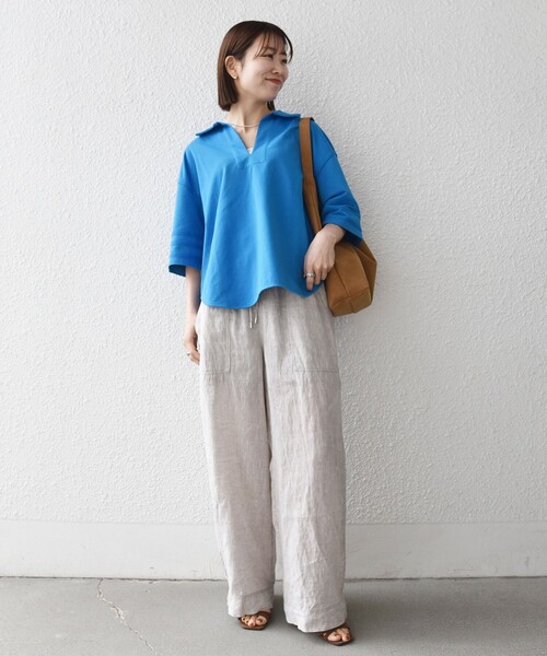 SHIPS any tシャツ any:「洗濯機可能」インレイ 襟付き スキッパー