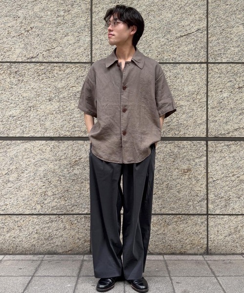 ADAM ET ROPE'（アダムエロペ） シャツ リネン ハーフスリーブオーバー