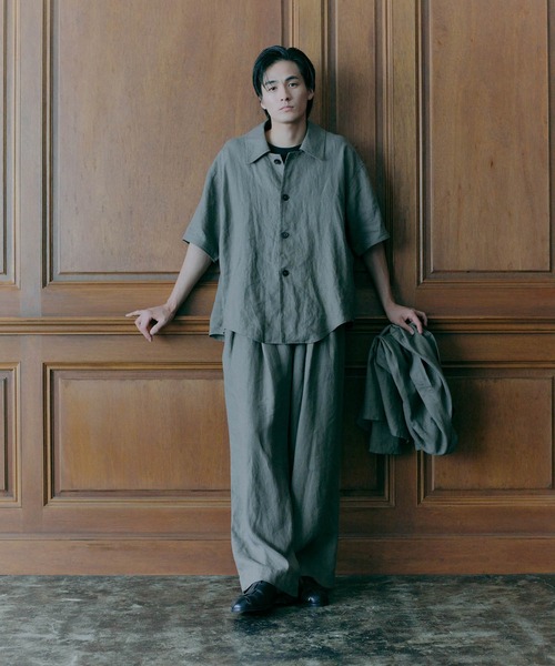 ADAM ET ROPE'（アダムエロペ） シャツ 半袖 リネン ハーフスリーブ