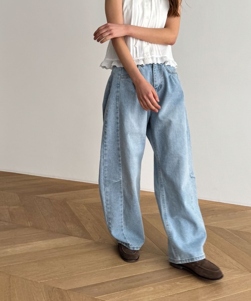 「CANAL JEAN」 デニムパンツ X-SMALL ライトブルー レディース_画像2