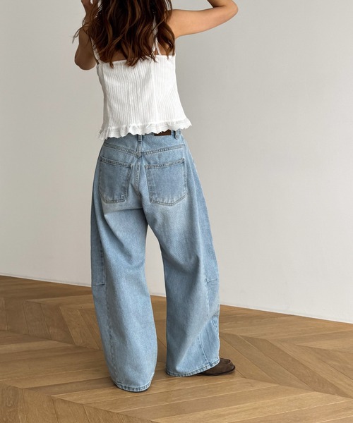 「CANAL JEAN」 デニムパンツ X-SMALL ライトブルー レディース_画像3