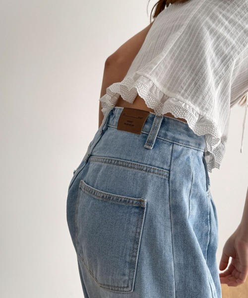 「CANAL JEAN」 デニムパンツ X-SMALL ライトブルー レディース_画像4