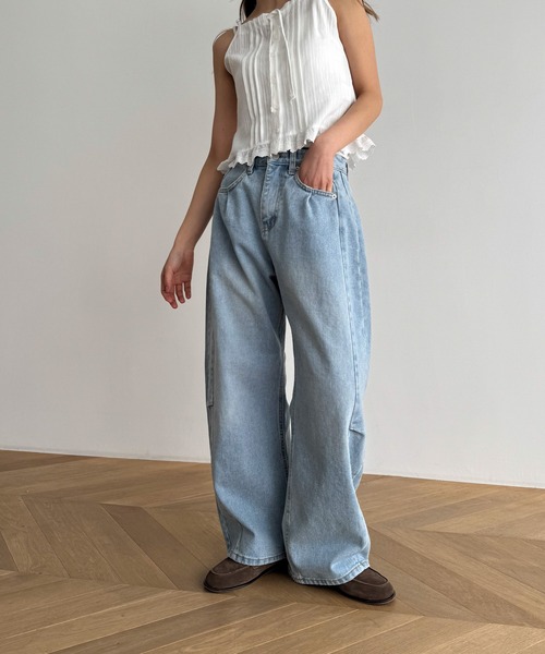 「CANAL JEAN」 デニムパンツ X-SMALL ライトブルー レディース_画像5
