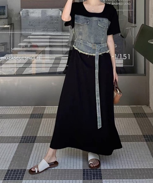 「FAVORITO」 半袖ワンピース X-LARGE ブラック レディース_画像3