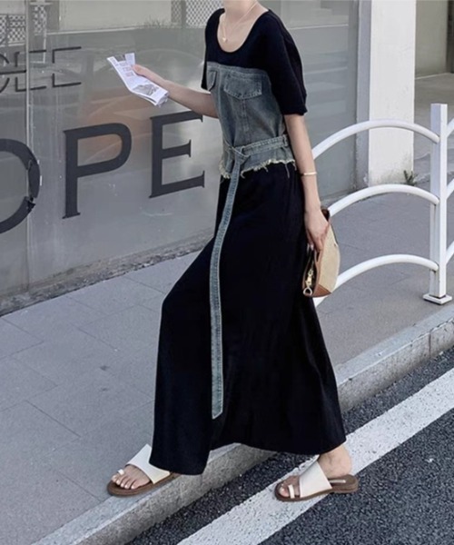 「FAVORITO」 半袖ワンピース X-LARGE ブラック レディース_画像5