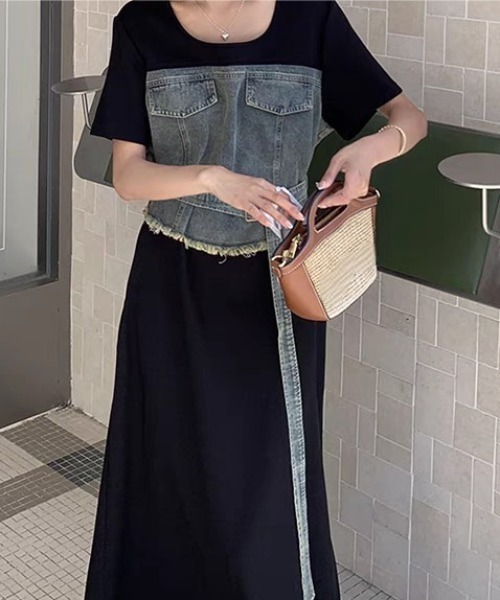 「FAVORITO」 半袖ワンピース X-LARGE ブラック レディース_画像7