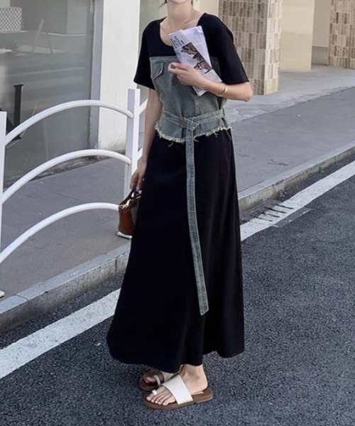 「FAVORITO」 半袖ワンピース X-LARGE ブラック レディース_画像8