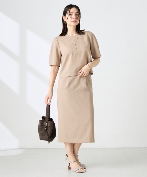HUIS. 日本製　軽い　レディース 半袖 シャツ ブラウス マスタード　未使用 NOLLEY'S（ノーリーズ） ブラウス シャツ 半袖 「セットアップ対応