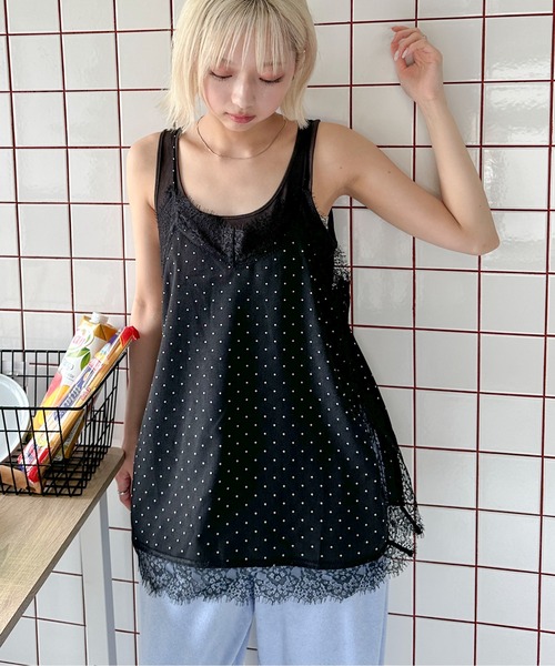 PILIT ドット×レースキャミソール レディース : ZOZOTOWN Yahoo!店