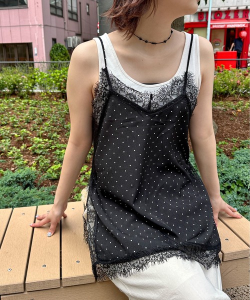 PILIT ドット×レースキャミソール レディース : ZOZOTOWN Yahoo!店