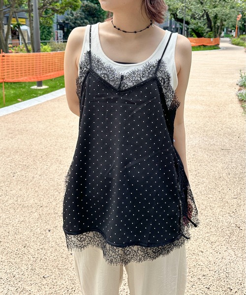 PILIT ドット×レースキャミソール レディース : ZOZOTOWN Yahoo!店