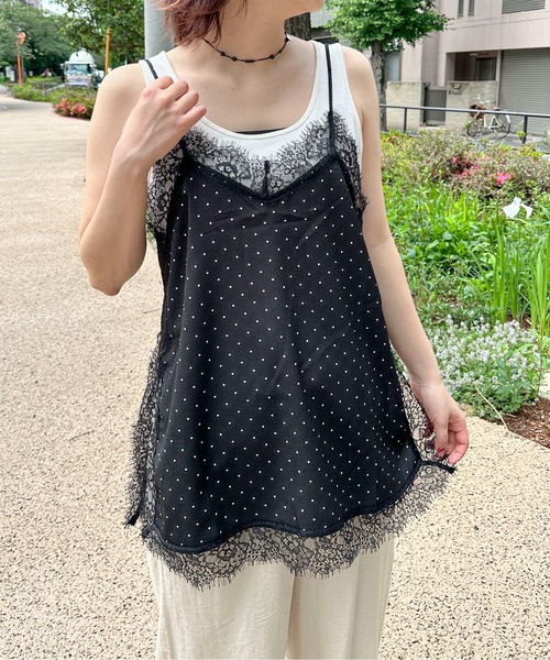 PILIT ドット×レースキャミソール レディース : ZOZOTOWN Yahoo!店