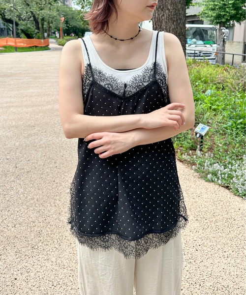 PILIT ドット×レースキャミソール レディース : ZOZOTOWN Yahoo!店