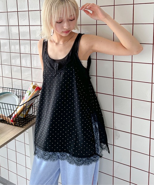 PILIT ドット×レースキャミソール レディース : ZOZOTOWN Yahoo!店