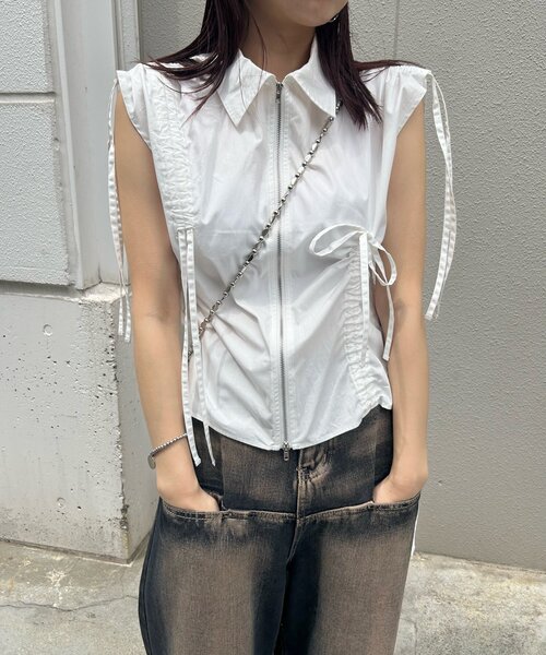 「WHO'S WHO gallery」 「six m」ノースリーブシャツ FREE ブラック レディース_画像2