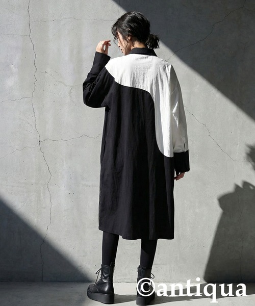 「antiqua」 長袖ワンピース ONESIZE ブラック レディース_画像3