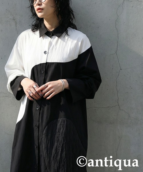 「antiqua」 長袖ワンピース ONESIZE ブラック レディース_画像4