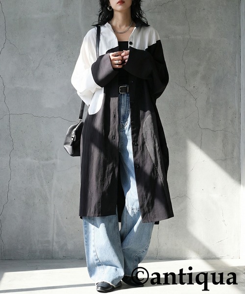 「antiqua」 長袖ワンピース ONESIZE ブラック レディース_画像5